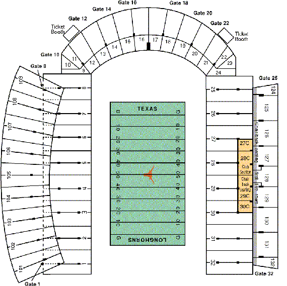 Landry's Tickets Seating Chart Memorial Stadium, Austin, TX.
